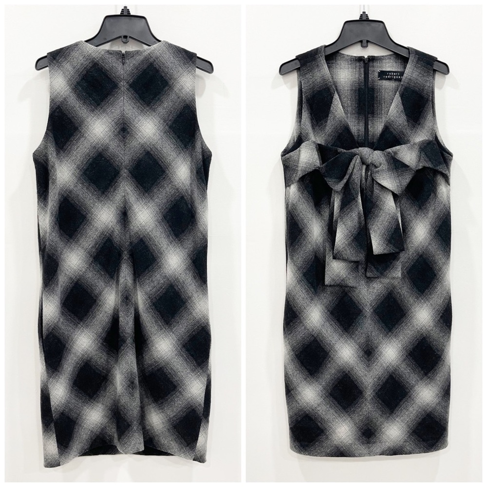 Robert Rodriguez Wool Plaid Sleeveless Dress Bow 6